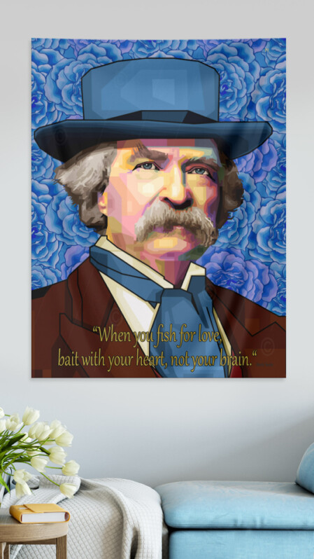 Stoffdruck Marc Twain Portrait