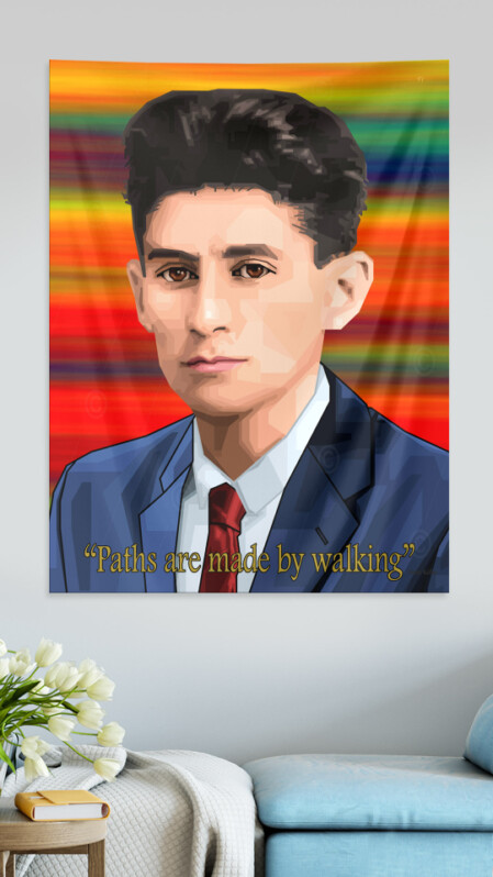 Stoffdruck Franz Kafka Portrait 